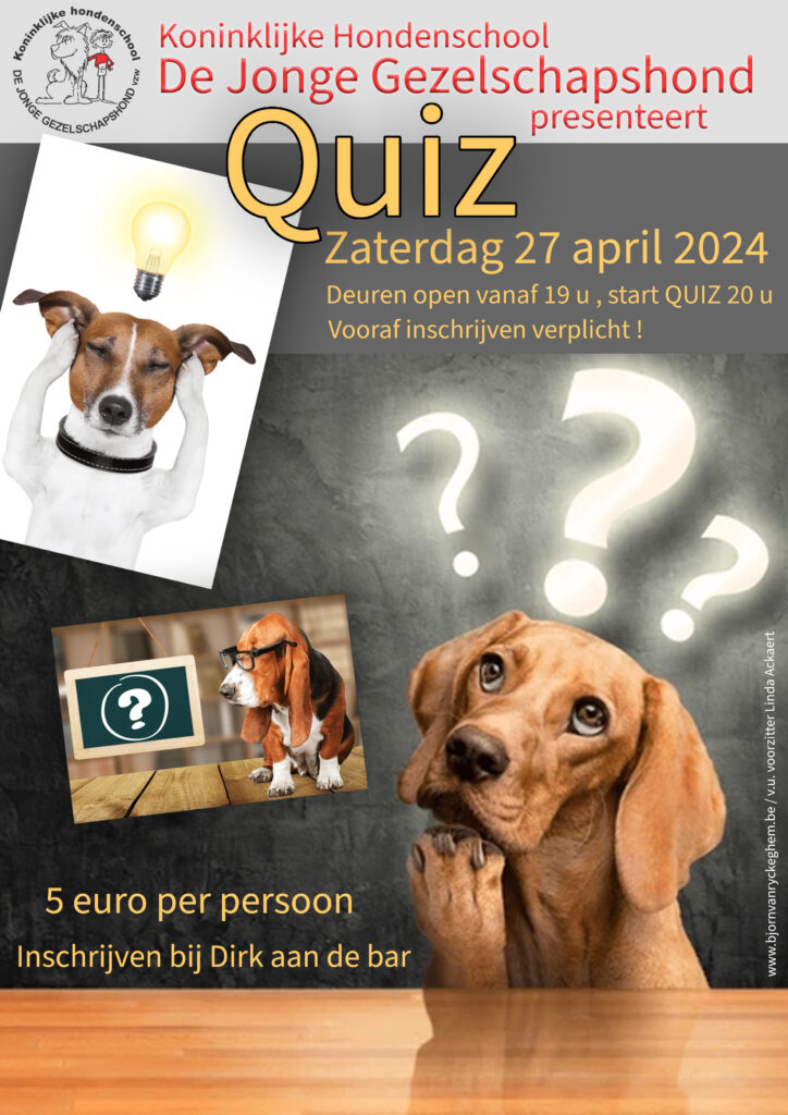 Hondenschool De Jonge Gezelschapshond Quiz 2024 AFFICHE